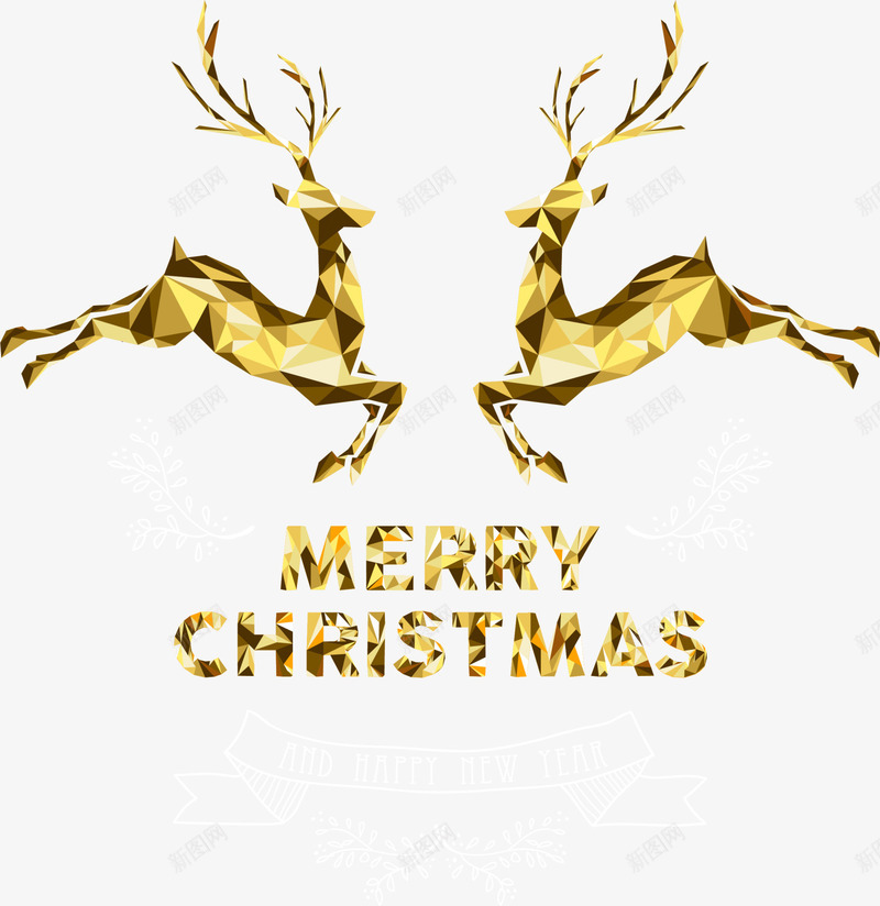 金色闪耀麋鹿圣诞节png免抠素材_新图网 https://ixintu.com Christmas Merry 圣诞快乐 圣诞节 金色字母 麋鹿