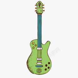 卡通绿色玩具吉他矢量图素材