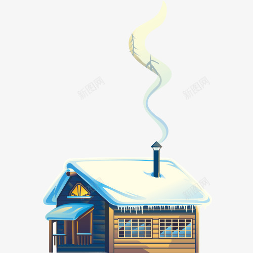 卡通房子png免抠素材_新图网 https://ixintu.com 卡通装饰 彩色炊烟 手绘房子 装饰图 设计图 雪景装饰