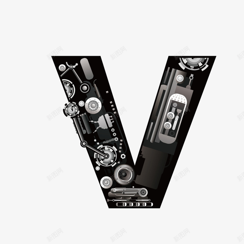 机械创意字母Vpng免抠素材_新图网 https://ixintu.com 26个字母 字体设计 广告字母 现代科技 立体字母 艺术字 艺术字母设计 英文字母 黑色