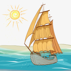 海上木船卡通船矢量图高清图片