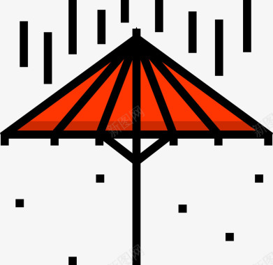 红色中国风雨伞矢量图图标图标
