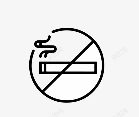 线稿禁止吸烟图标图标