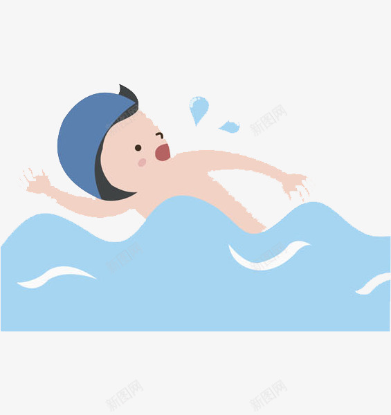 游泳场景png免抠素材_新图网 https://ixintu.com 动作 惊吓 手绘 海洋 游泳场景 游泳帽 男孩 蓝色 表情