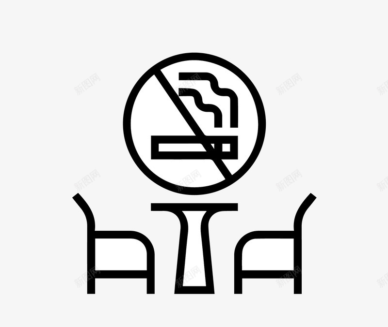 线稿餐桌禁止吸烟图标png_新图网 https://ixintu.com ai格式 icon nbs nosmoking 不准吸烟 创意 卡通 图标 图案 扁平设计 禁止 警示图标 餐桌