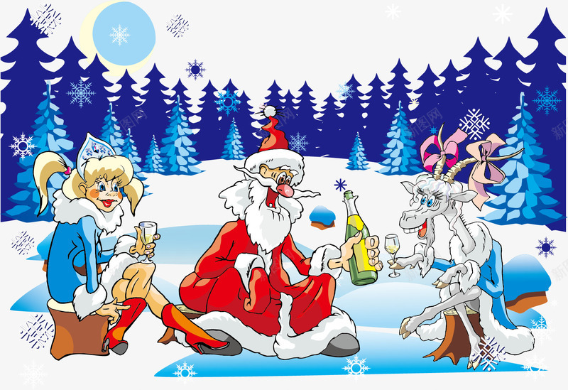 圣诞老人喝啤酒png免抠素材_新图网 https://ixintu.com 喝酒 圣诞鹿 美女 雪地 雪景