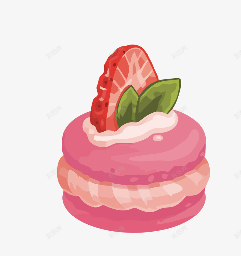 草莓马卡龙png免抠素材_新图网 https://ixintu.com PNG PNG免费下载 PNG图片 卡通 粉色 草莓 马卡龙