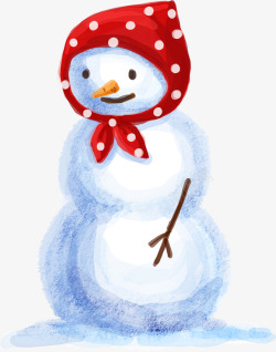 雪人小红帽手绘小红帽子可爱雪人高清图片