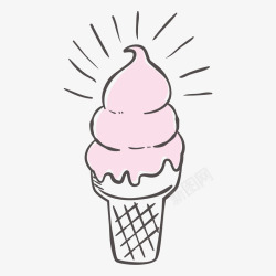 雪糕插画手绘草莓冰淇淋雪糕插画矢量图高清图片
