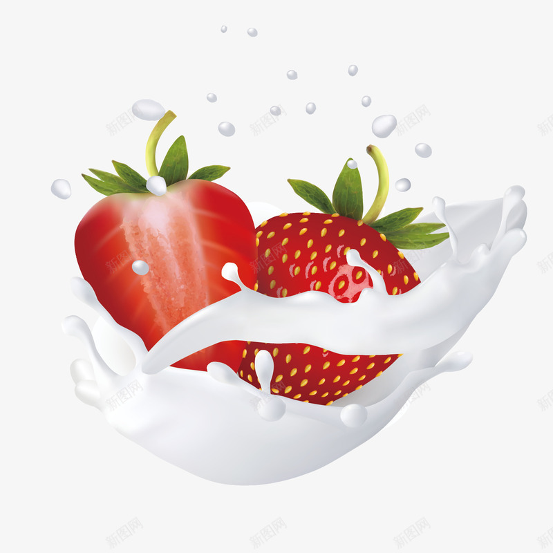 手绘飞溅的草莓牛奶png免抠素材_新图网 https://ixintu.com 手绘牛奶 手绘草莓 水果牛奶 草莓png 飞溅的牛奶 飞溅的牛奶png