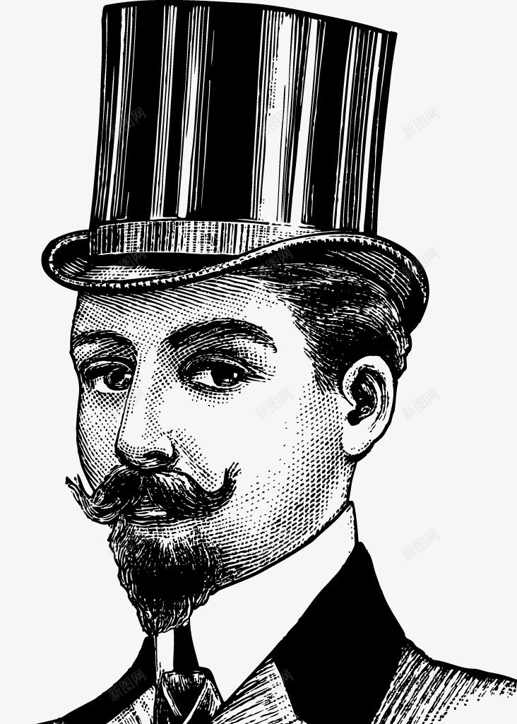 戴高帽的男人png免抠素材_新图网 https://ixintu.com png图形 png装饰 帽子 男人 男性素描 素描 装饰
