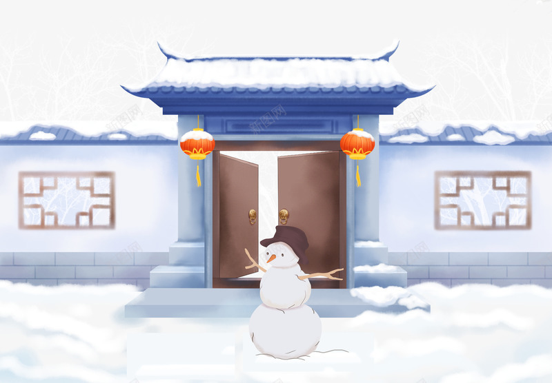 二十四节气小雪门前雪人可爱元素psd免抠素材_新图网 https://ixintu.com 中华文化 二十四节气 传统文化 可爱 小雪 门前雪人