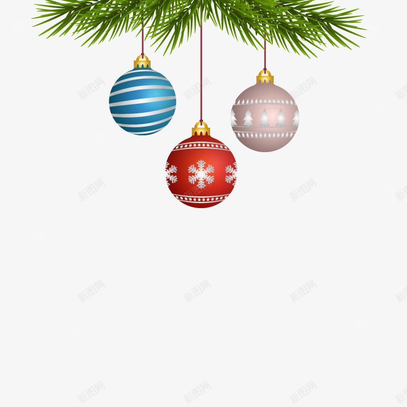 圣诞装饰球png免抠素材_新图网 https://ixintu.com 免扣png素材 免费png素材 吊球 圣诞树 彩球 树枝