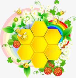蜜蜂和蜂窝矢量插画蜂窝高清图片