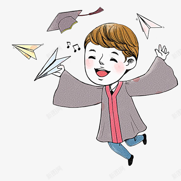 高兴地男人png免抠素材_新图网 https://ixintu.com 卡通 帅气的 毕业的 男人 简笔 纸飞机 高兴地