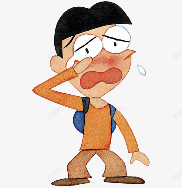 哭啼的男人png免抠素材_新图网 https://ixintu.com 卡通 哭啼的 害怕的 帅气的 男人 背包