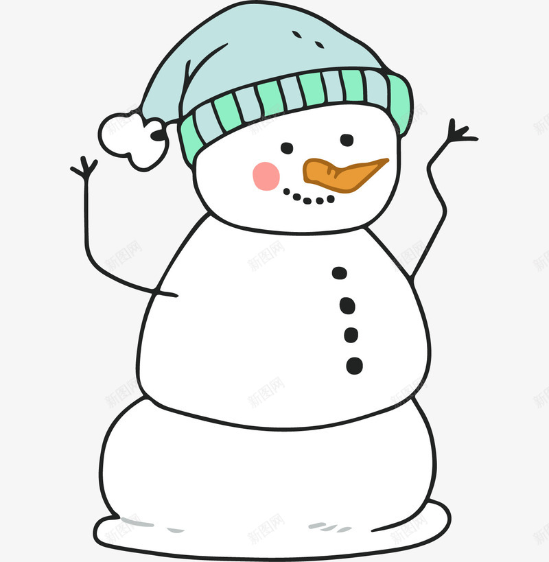 戴着蓝色帽子的雪人png免抠素材_新图网 https://ixintu.com 冬季 可爱的 大雪 天气 帽子 手臂 表情 雪人