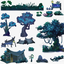 游戏大树帐篷植物素材