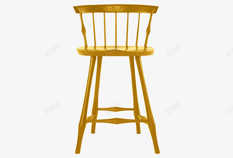吧台靠背椅png免抠素材_新图网 https://ixintu.com 吧台椅 明黄色 木质 高凳