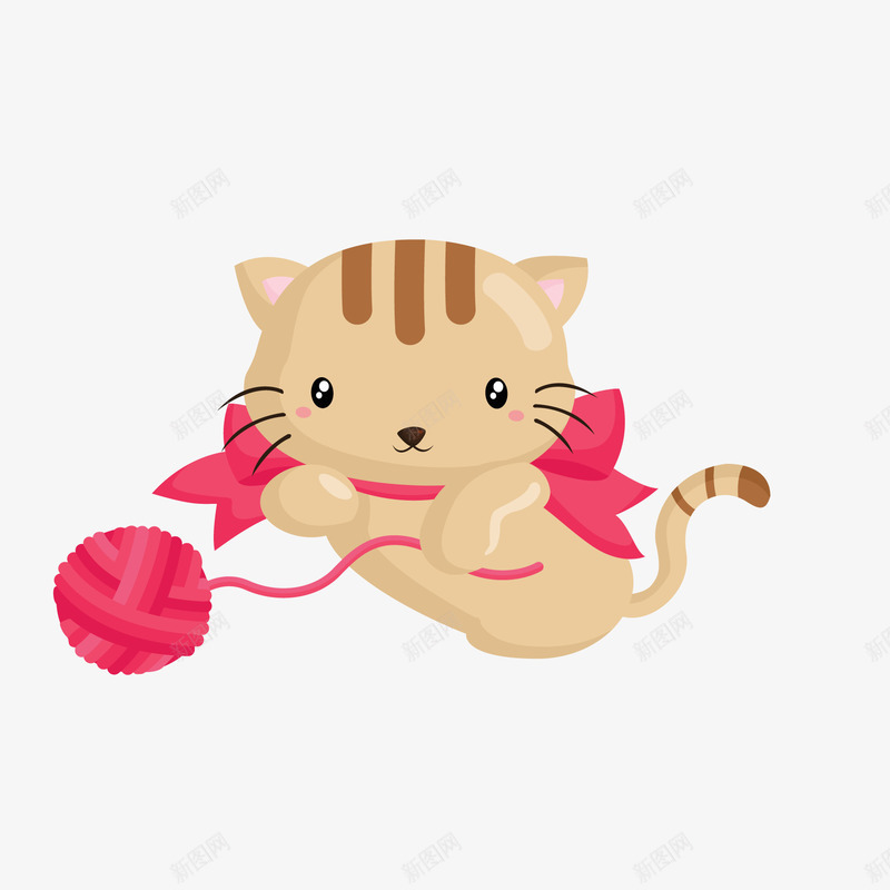 可爱的小猫咪动物矢量图ai免抠素材_新图网 https://ixintu.com 动物设计 卡通 可爱 小猫咪 毛线球 矢量图