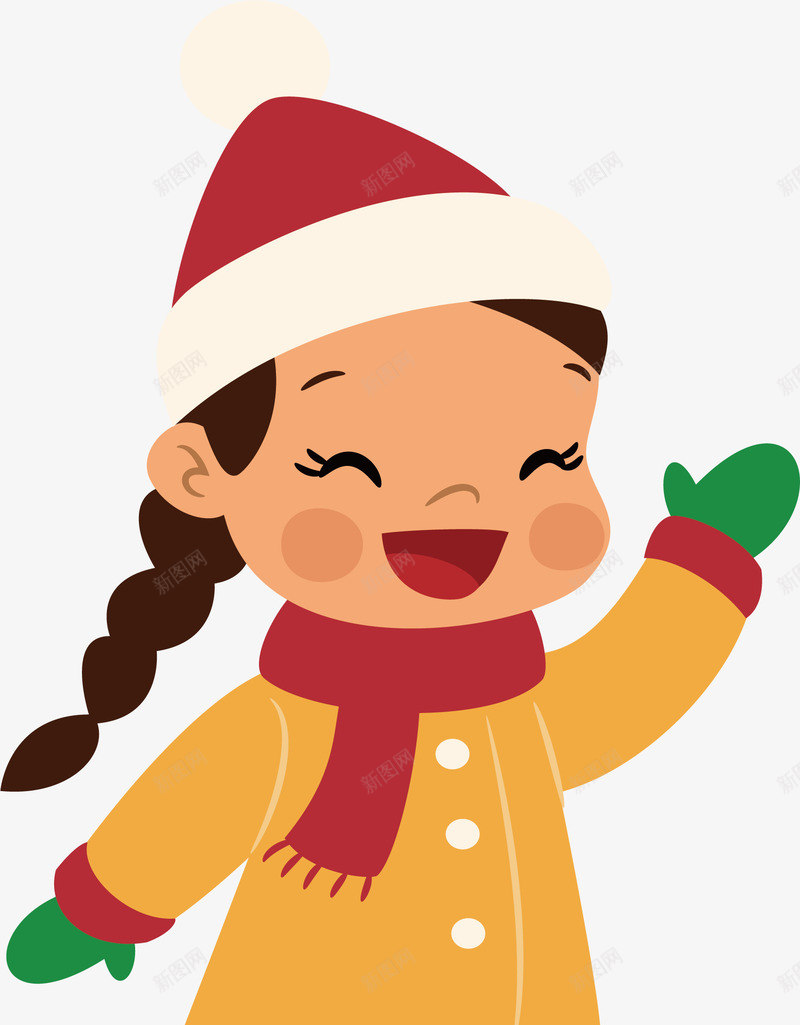 暖冬圣诞打招呼的女孩png免抠素材_新图网 https://ixintu.com 可爱女孩 圣诞女孩 打招呼 暖冬 暖冬女孩 矢量png