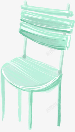 手绘蓝色椅子漫画水彩素材