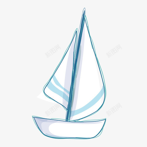 手绘白色帆船png免抠素材_新图网 https://ixintu.com 帆船 手绘帆船 手绘白色帆船 白色帆船