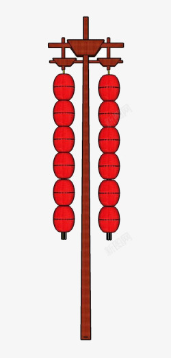 挂在树上的灯笼两串红灯笼高清图片