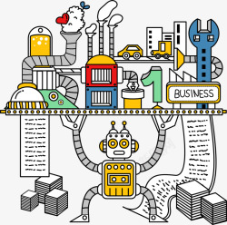 机器工作手绘机器人矢量图高清图片