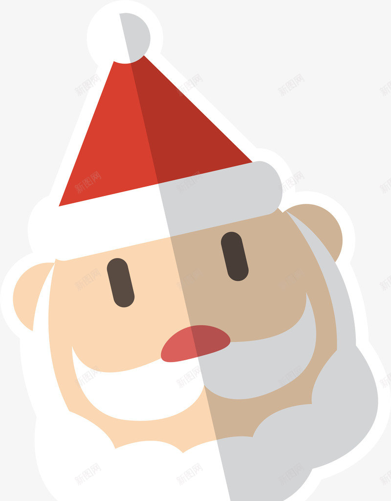 卡通圣诞老人头像png免抠素材_新图网 https://ixintu.com 卡通 圣诞老人 圣诞节 扁平化 矢量图案 贴纸