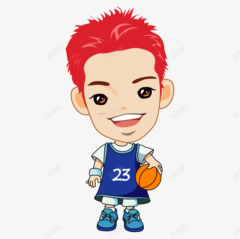 拿着篮球的卡通男孩png免抠素材_新图网 https://ixintu.com 卡通 男孩 篮球 篮球运动 篮球运动员 运动球服