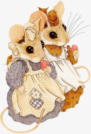 两只老鼠拟人png免抠素材_新图网 https://ixintu.com 动物 卡通 复古 手绘 拟人 插画 老鼠