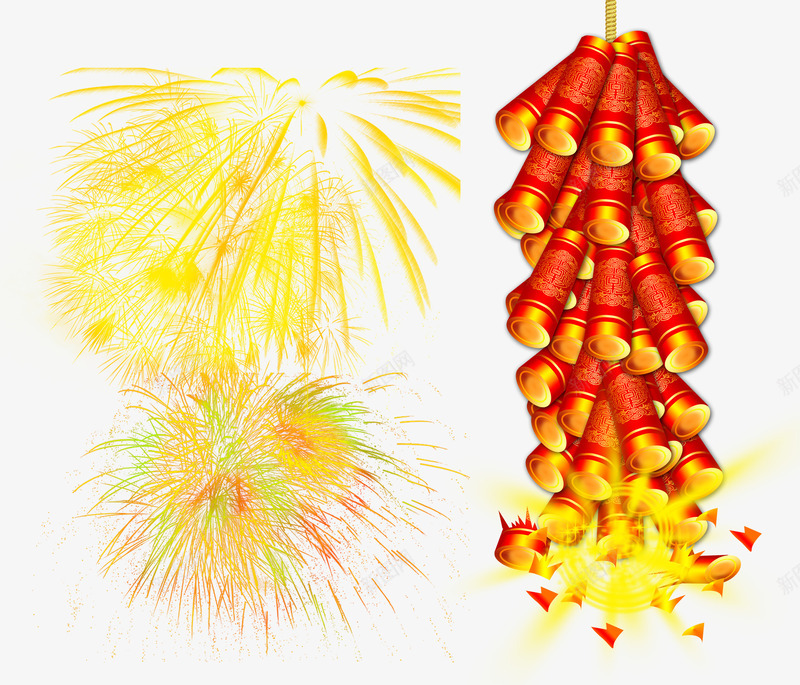 烟花爆竹春节psd免抠素材_新图网 https://ixintu.com 喜庆 春节 烟花 爆竹 鞭炮