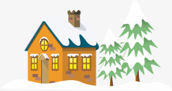 大雪覆盖卡通房子高清图片