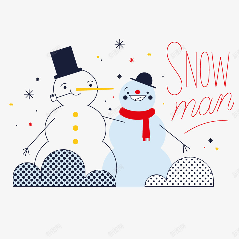 卡通雪人形象png免抠素材_新图网 https://ixintu.com 两个雪人 卡通雪人 可爱雪人 平面 快乐雪人 艺术作品