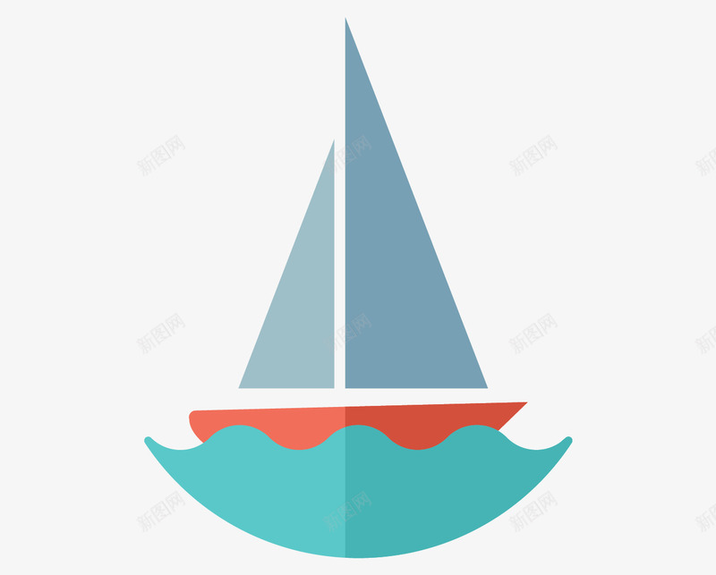 手绘创意蓝色帆船png免抠素材_新图网 https://ixintu.com 创意图 创意蓝色帆船 可爱 彩色图 手绘图 简单的