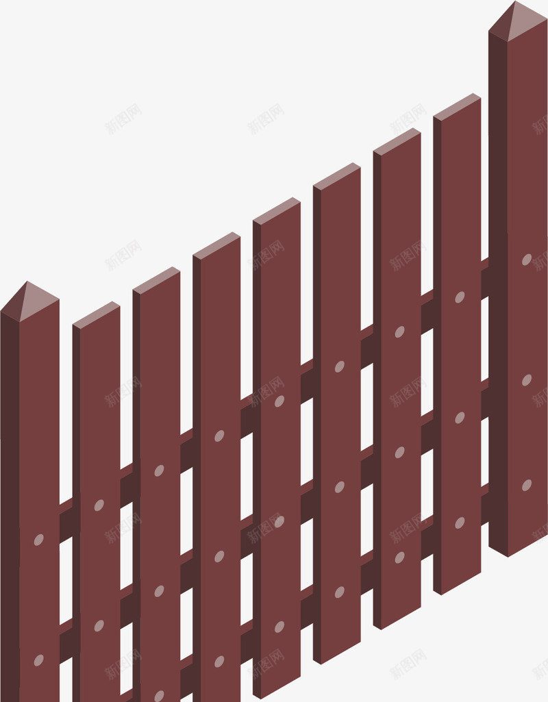 棕色的栅栏矢量图ai免抠素材_新图网 https://ixintu.com 围墙 围栏 木质 栅栏 棕色 立体 钉子 矢量图