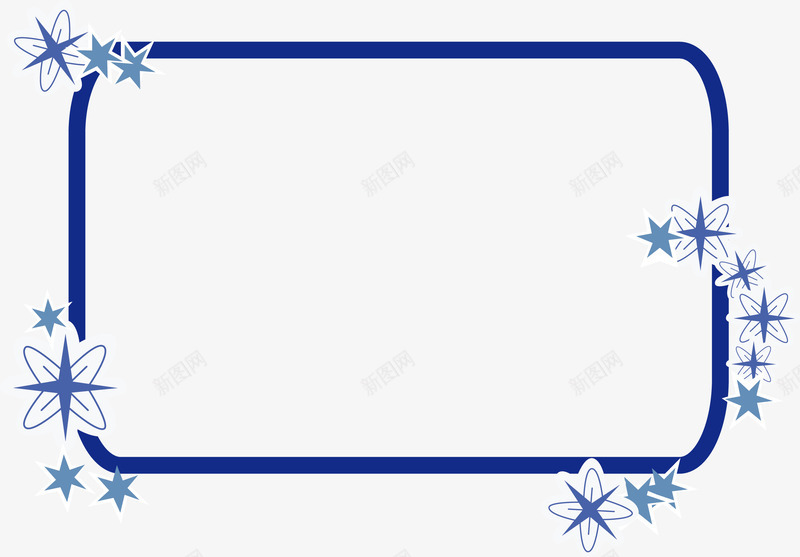 雪花框png免抠素材_新图网 https://ixintu.com 冬季 冰冻 框雪 蓝色 装饰框
