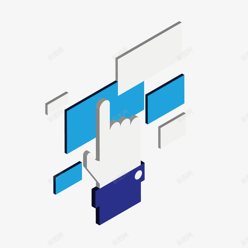 蓝色交互点击png免抠素材_新图网 https://ixintu.com 商务 点击 素材 蓝色