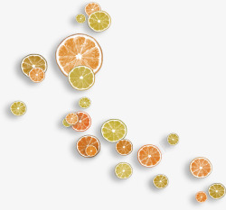 橘子橙子柠檬片漂浮素材