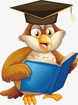毕业的猫头鹰看书的猫头鹰矢量图高清图片
