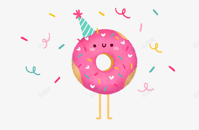 可爱甜甜圈和彩带图案png免抠素材_新图网 https://ixintu.com 可爱甜甜圈 彩带图案 飘浮的彩条