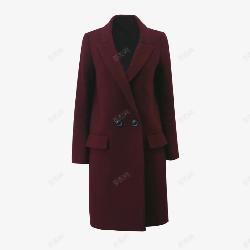 酒红色大衣png免抠素材_新图网 https://ixintu.com 产品实物 保暖上衣 呢大衣 外套 女士上衣
