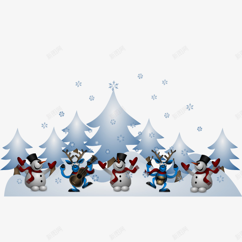 圣诞雪人元素png免抠素材_新图网 https://ixintu.com 圣诞节 节日 雪人 雪花