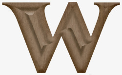 木质雕刻衬线体字母w素材