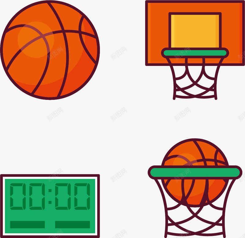 篮球上的物件矢量图eps免抠素材_新图网 https://ixintu.com 卡通版 卡通篮球场 场地 物件 篮球 篮球场 矢量图