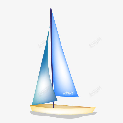 蓝色帆船模型png免抠素材_新图网 https://ixintu.com 帆船 帆船模型 模型 蓝色帆船