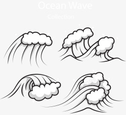 浪花海洋纹理翻滚的浪花矢量图高清图片