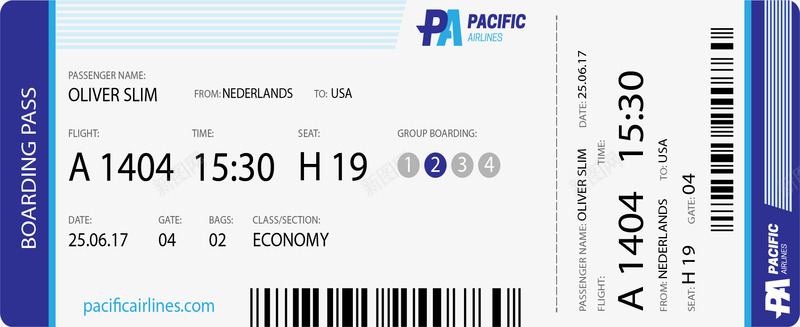 蓝色机票模板png免抠素材_新图网 https://ixintu.com 冬季旅游 国际旅游 登机牌 矢量素材 飞机票