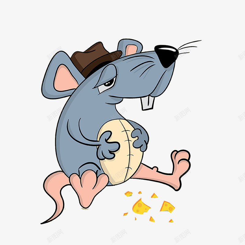 吃奶酪的老鼠png免抠素材_新图网 https://ixintu.com 卡通 奶酪 手绘 老鼠
